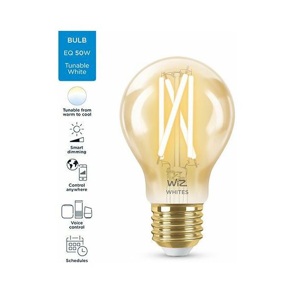 WiZ Smart Λάμπα LED για Ντουί E27 και Σχήμα A60 Ρυθμιζόμενο Λευκό 640lm Dimmable