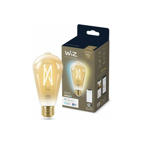 WiZ Smart Λάμπα LED για Ντουί E27 και Σχήμα ST64 Ρυθμιζόμενο Λευκό 640lm Dimmable